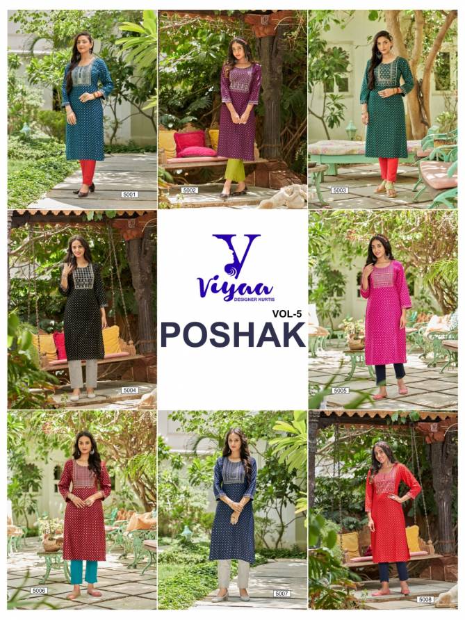 Poshak V5 By Viyaa Rayon Gold Print Kurtis Catalog
